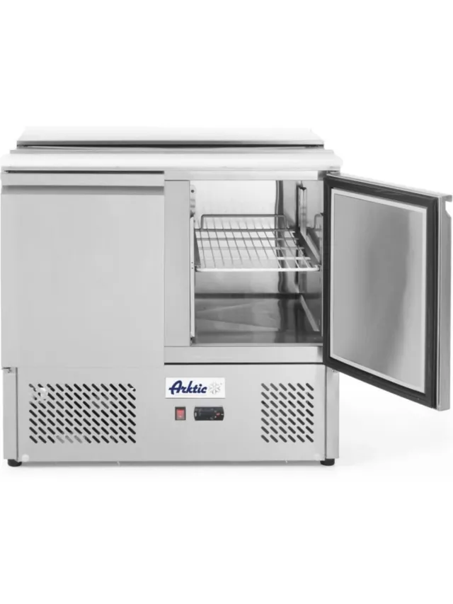 Arktic Saladette - KitchenLine - 300L - 2 Deuren 1/1 GN - Boven 2x 1/1 GN + 3x 1/6 GN-2°C/+8°C - Geforceerd - Schuif-/Klapdeksel + Snijblad - 900x700x888mm - Horeca Oven rvs