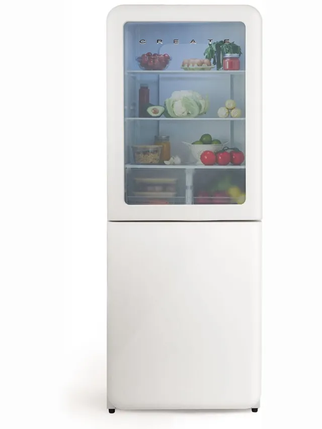 Create 401L No Frost koel-vriescombinatie met kijkvenster in retrostijl - FRIDGE RETRO KNOCK KNOCK 401L Wit
