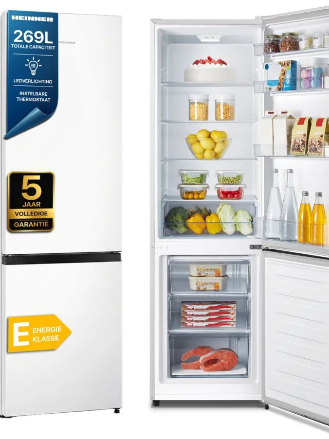 Heinner HC-HS269E++ Koel-vriescombinatie 269 L – Mechanische Bediening – LED-verlichting – Omkeerbare Deur – Wit – 5 Jaar Garantie