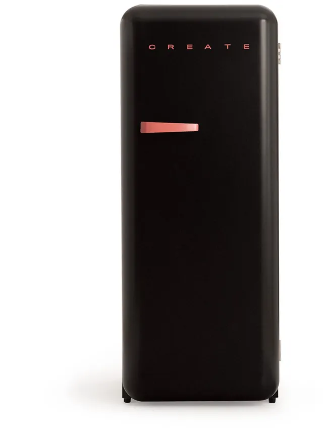 Create Koelkast in retrostijl - Zwart - Handvat Terracotta - FRIDGE RETRO 281L