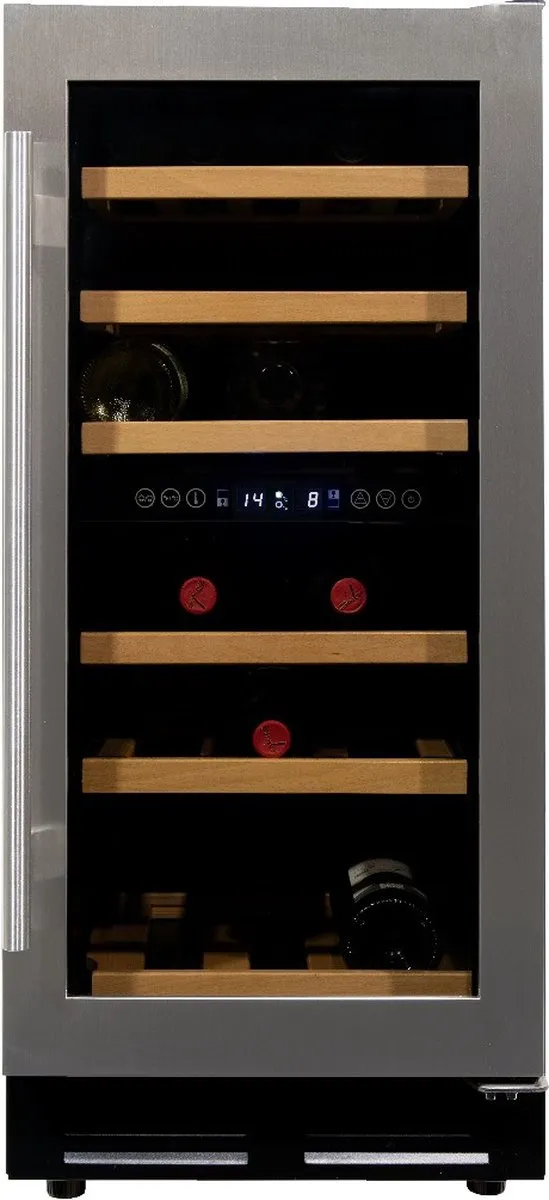 Vinata Premium Wijnklimaatkast Martino - Vrijstaand en Onderbouw - RVS - 30 flessen - 84.6 x 38 x 58.5 cm - Glazen deur