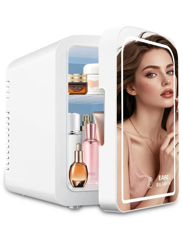 EAFC Skincare Koelkast – Mini koelkast voor make-up & cosmetica | Koelen en verwarmen (6 liter, stil, compact) wit