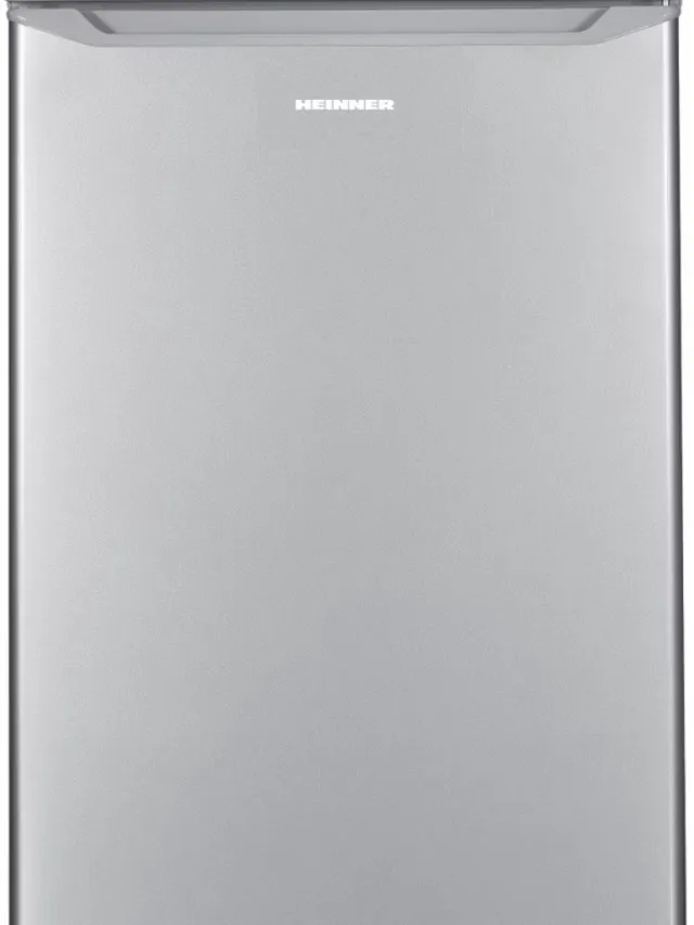 Heinner HF-HM109SE++ Tafelmodel Koelkast met Vriesvak 109 L – Energieklasse E – Instelbare Thermostaat – LED-verlichting – Omkeerbare Deur – Zilver – 5 Jaar Garantie