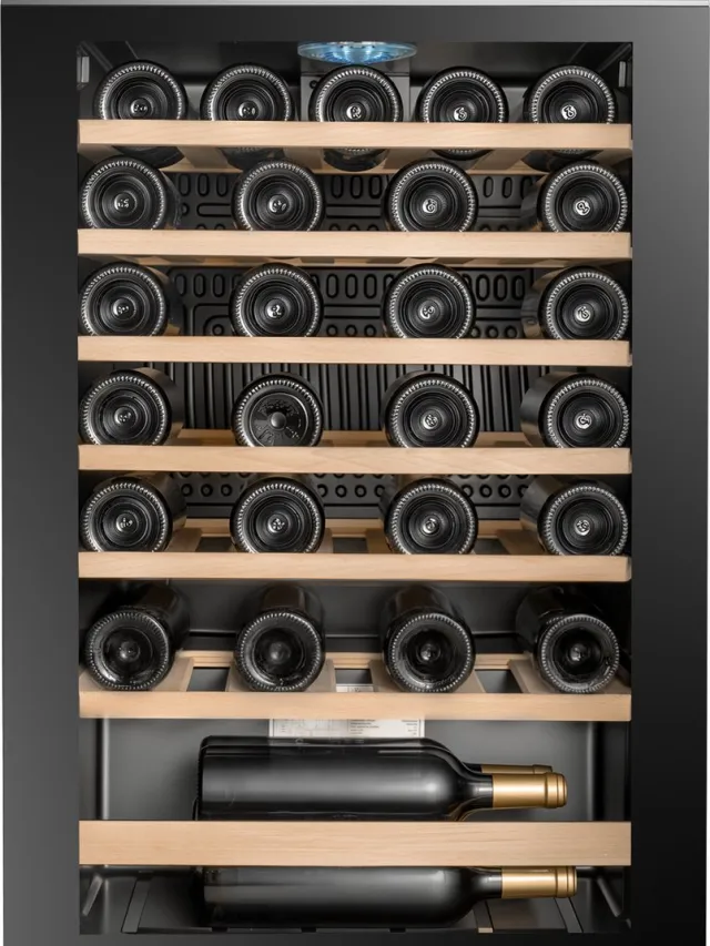 La Réserve RWC148FN1 - Vrijstaande wijnkoelkast - 47 flessen – 1 zone – LED display – Houten leggers – Vrijstaand – Zwart glas Zwart 1 zone 47 Flessen
