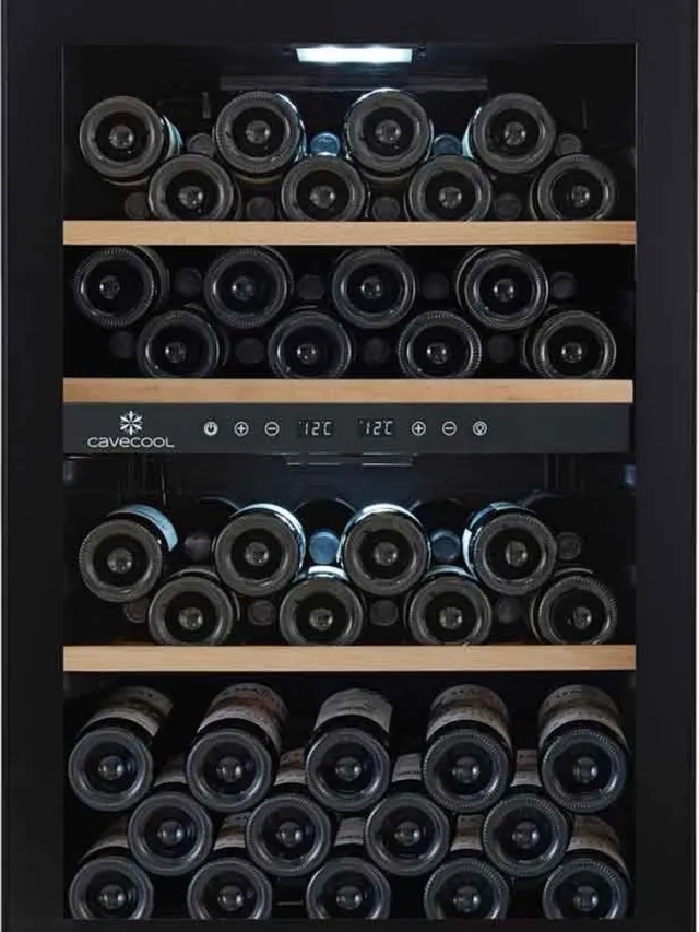 CaveCool Wijnkoelkast Cavecool Chill Topaz - 62 flessen - 2 temperatuurzones - zwart Zwart 2 Zones