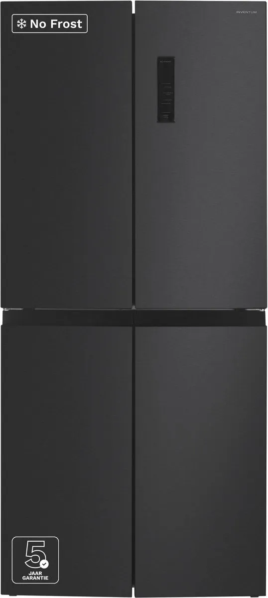 Inventum SKV4180B No Frost energiezuinige Amerikaanse koelkast - 466 liter - Digitaal display - Supervriezen - Vershoudlade - 4 deuren - Zwart Zwart RVS