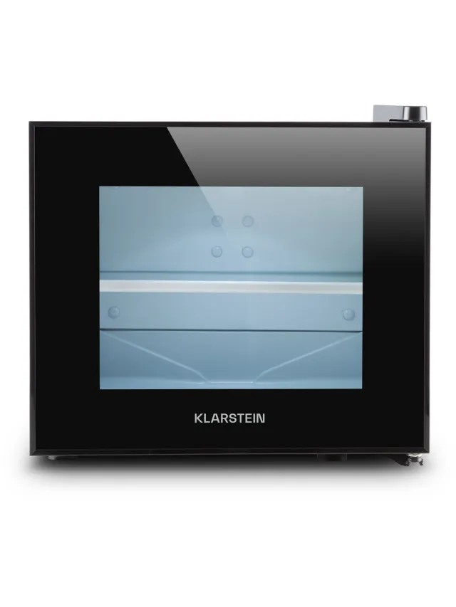 Klarstein Mini-Koelkast Happy Hour 9.8L 58W Zwart - Minikoelkast Drankkoeler Hotelkoelkast,9.8L 30 dB - voor Hotelkamer voor Kantoor voor Slaapkamer - LED-Binnenverlichting Glasdeur Stil - Mini Fridge - Kleine Koelkast - Compact Koelkast