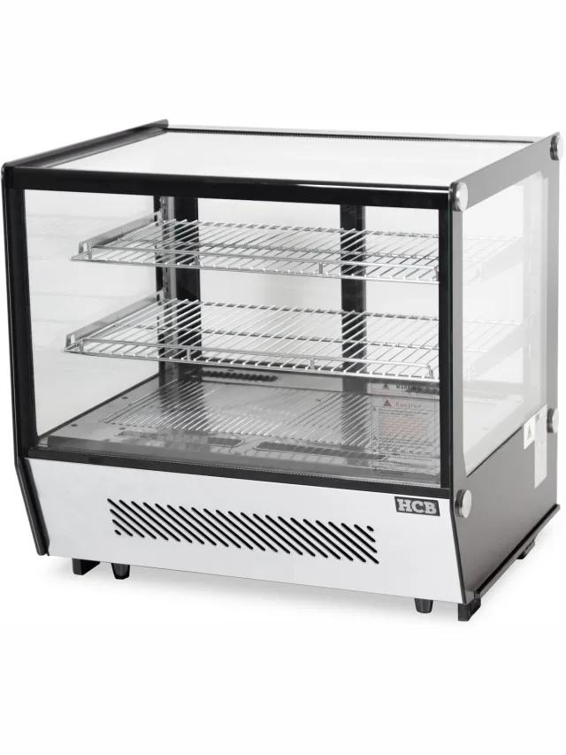 HCB Professionele Horeca Luxe Koelvitrine - 120 liter - 230V - RVS / INOX Gebaksvitrine - 56.8x70.2x68.6 cm (DxBxH) - 50 kg - 3565 Zwart