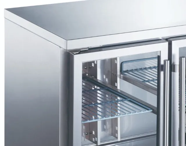 Maxima Koelwerkbank - 282 L - 136 cm - 2 Glazen Deuren Roestvrij staal