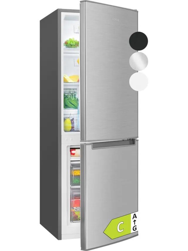 Bomann KG 7359 – Koel- vriescombinatie – 173 Liter – 143 cm hoog – Inox Look - Energiezuinig klasse C zilver