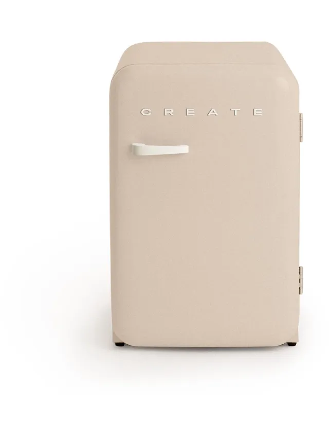 Create Koelkast in retrostijl - Zand - Handvat Gebroken wit - FRIDGE RETRO 107L