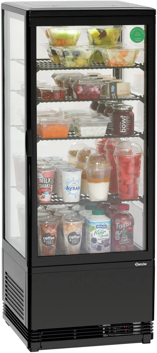 Bartscher Mini-koelvitrine 98L-SW - 98 L - Horeca koelkast Zwart