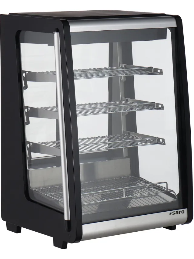 Saro Koelvitrine ALBA 129L Koeltoonbank met LED & 3 Glazen Planken Voor Horeca & Bakkerij Zwart