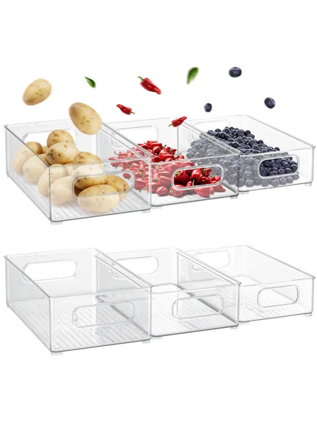 XIVADA Koelkast Organizer Tico - Stapelbaar - 3 maten - Pet - 6 stuks Transparant