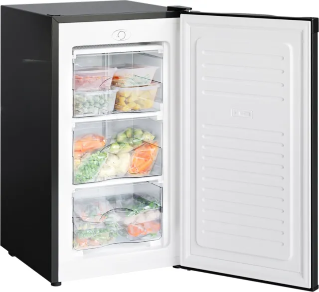 KitchenBrothers Vriezer - 64L - Diepvriezer - Compact Tafelmodel - 3 Vrieslades - Diepvrieskast - Vrijstaand - Zwart