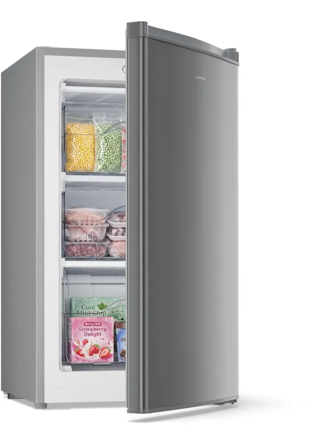 Klarstein mini-vriezer, klein en stil, vrijstaande vriezer, 64 liter kleine vriezer, diepvrieskast met ijsblokjesbakje en ijsschraper, efficiënte vriezers, compacte vriezer - voor Keuken - RVS - Verstelbaar - Freezer - Vrieskast Klein Grijs Metallic