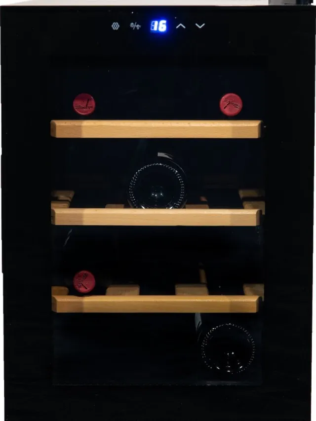 Vinata Premium Wijnkoelkast Adamello Vrijstaand - Zwart - 12 flessen - 53 x 35.9 x 54.7 cm - Glazen deur