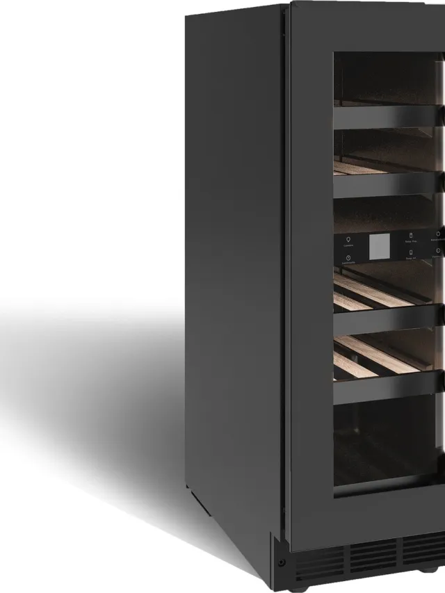 Nestor M Wijnkoelkast NWXS216FXN1 - Black RVS - 30 cm breed - 2 Zone - 16 Flessen Zwart met glasdeur met zwart RVS kader
