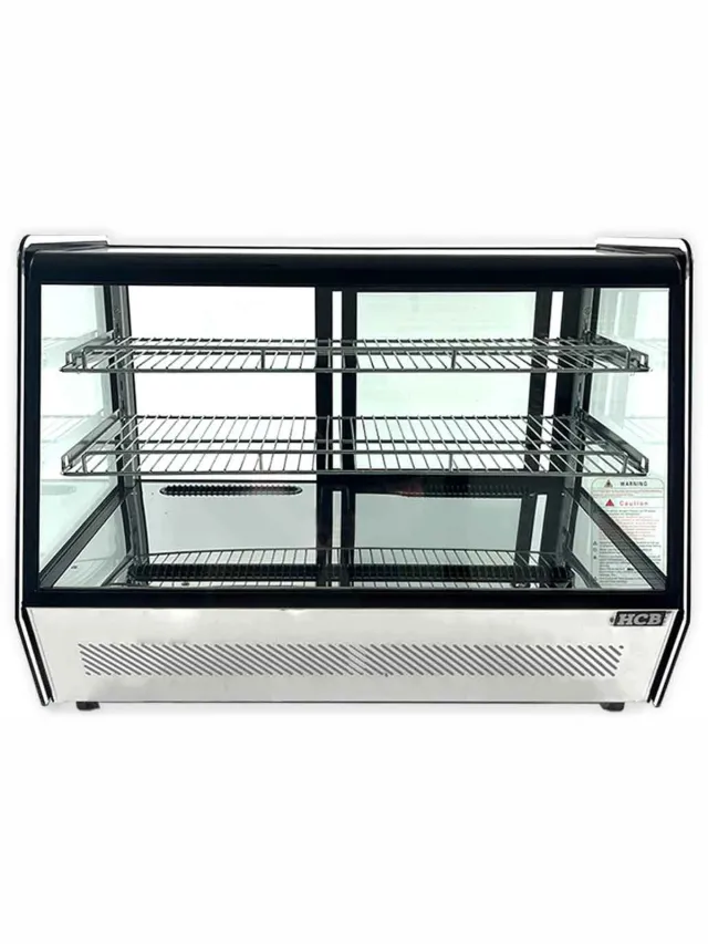 HCB Professionele Horeca Luxe koelvitrine - 160 liter - 230V - RVS / INOX Gebaksvitrine - 56.5x88x68.5 cm (DxBxH) - 66 kg - 3500 Zwart