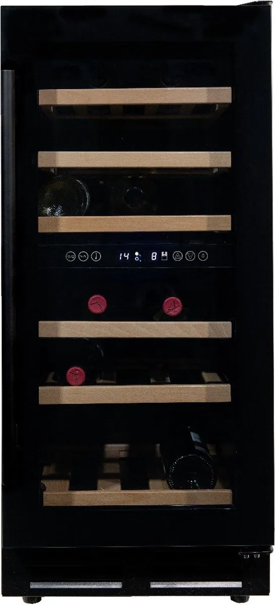 Vinata Premium Wijnklimaatkast Martino - Vrijstaand en Onderbouw - Zwart - 30 flessen - 84.6 x 38 x 58.5 cm - Glazen deur