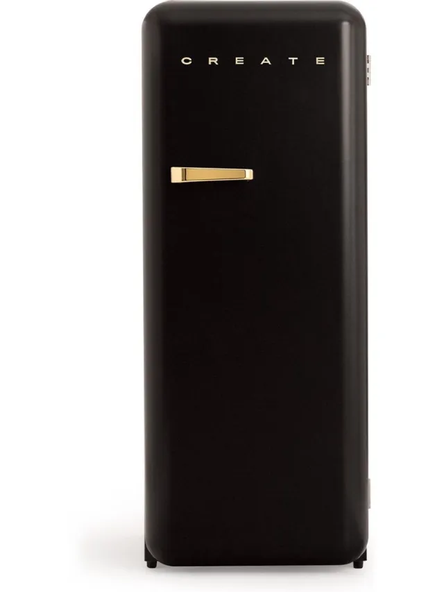 Create Koelkast in retrostijl - Zwart - Handvat Goud - FRIDGE RETRO 281L