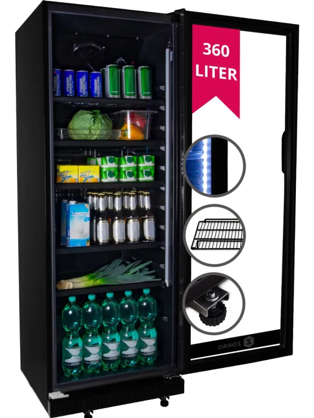 Zorro flessenkoelkast, drankenkoelkast ZKB 360 | zwart | met glazen deur | 360 liter | professionele