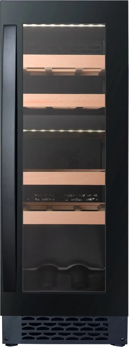 Wine Klima D20-OB73 - Greep - Zwart - Onderbouw wijnklimaatkast - Zwart - 2 zones - 17 flessen zwart met greep