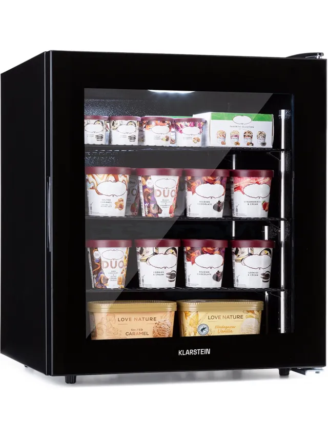 Klarstein Diepvriezer IceAge 88 diepvries 88 liter 3 niveaus thermostaat glazen front - Vrieskast Diepvrieskast - LED Compact - Wit - Verstelbaar - Freezer Vrieskast Klein Zwart