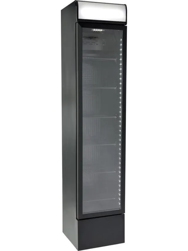 Gastro-Cool DC130 - Slimline koelkast met glazen deur 150 Liter - Zwart/Zwart/Zwart 135101