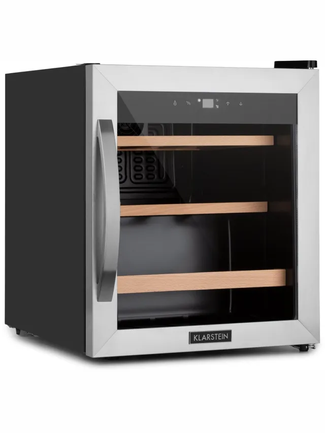 Klarstein Wijnkoeler Vinamour 12 Uno Wijnkoelkast 46L 12 Flessen - Wijnklimaatkast Flessenkoelkast - voor Wijnliefhebber voor Horeca - Wijnkast - Wine Cooler - Wine Fridge Zilver