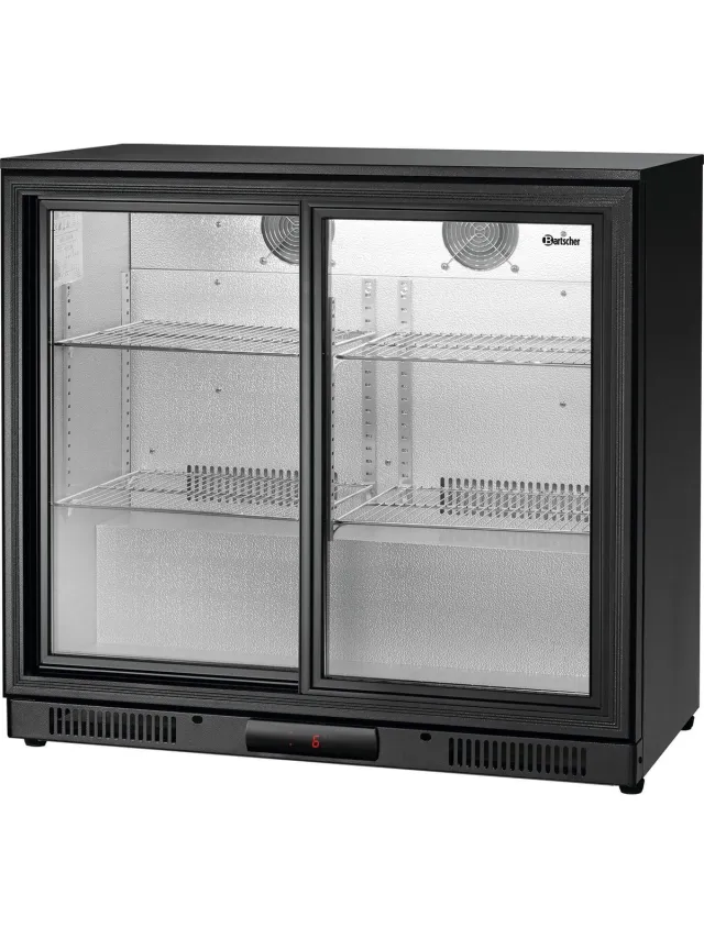 Bartscher Barkoelkast - 176L - Zwart - 2 schuifdeuren - LED-verlichting - 900x500x860mm - Horeca Koelkast rvs