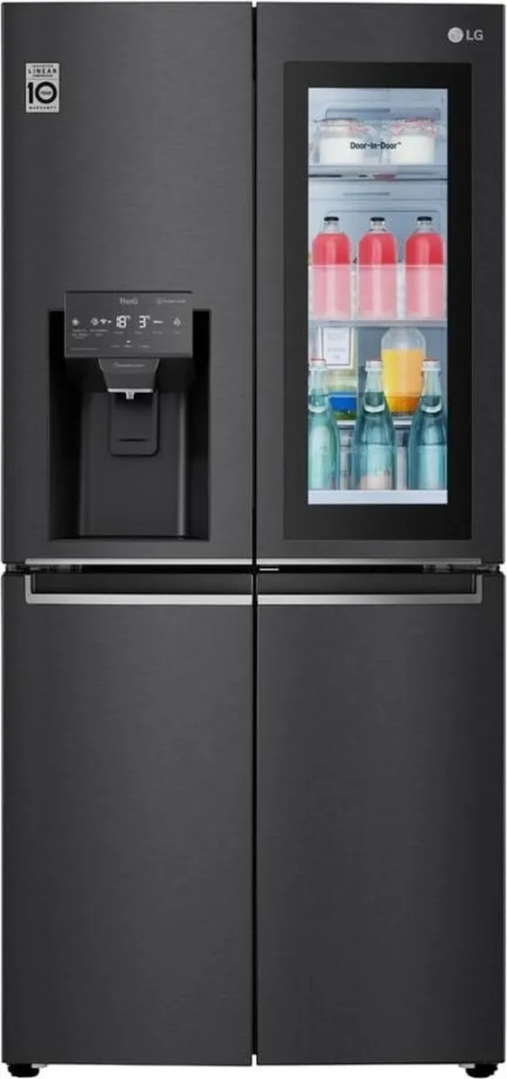 LG GMX844MCBF Amerikaanse koelkast met InstaView™ Door-in-Door™ - Smal design - 508L inhoud - DoorCooling+™ - Water- en ijsdispenser met UVnano™ - Inverter Linear Compressor Mat Zwart