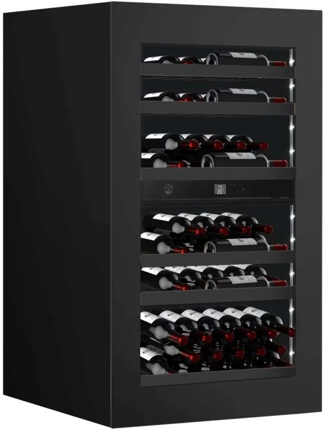 Nestor M Inbouw Wijnklimaatkast NWVE255FN1 – 105 cm H - Push‑Open, Zelfventilerend – LCD & 3-kleurige LED – 36 dB – 55 Flessen - Koolstoffilter Zwart