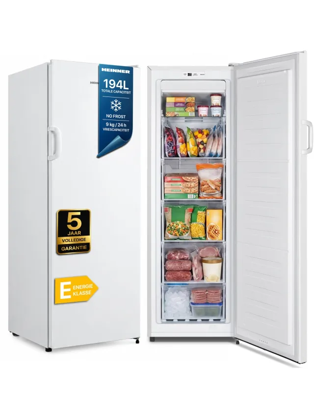 Heinner HFF-HS194NFE++ Vrieskast – 194 L – No Frost – Multi Airflow Systeem – Supervriesfunctie – Deuralarm – Wit – 5 Jaar Garantie