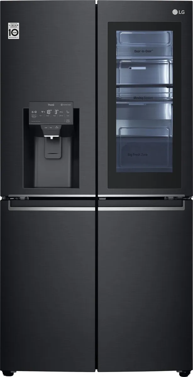 LG GMX945MC9F Amerikaanse koelkast met InstaView™ Door-in-Door™ - 563L inhoud - DoorCooling+™ - Water- en ijsdispenser met UVnano™ - Total No Frost - Inverter Linear Compressor Mat zwart