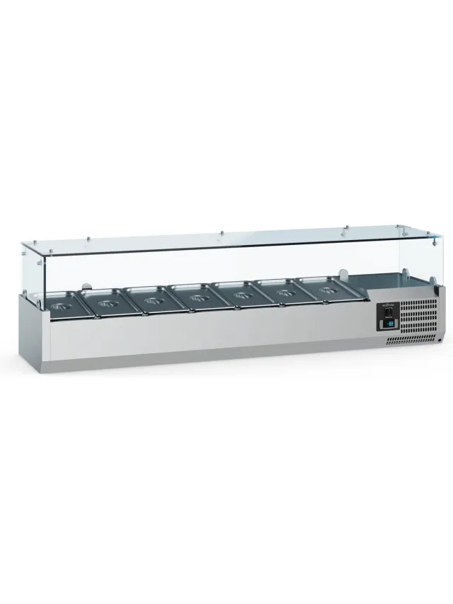 Ecofrost Opzetkoelvitrine 6x 1/3 GN - RVS - 1400mm Grijs