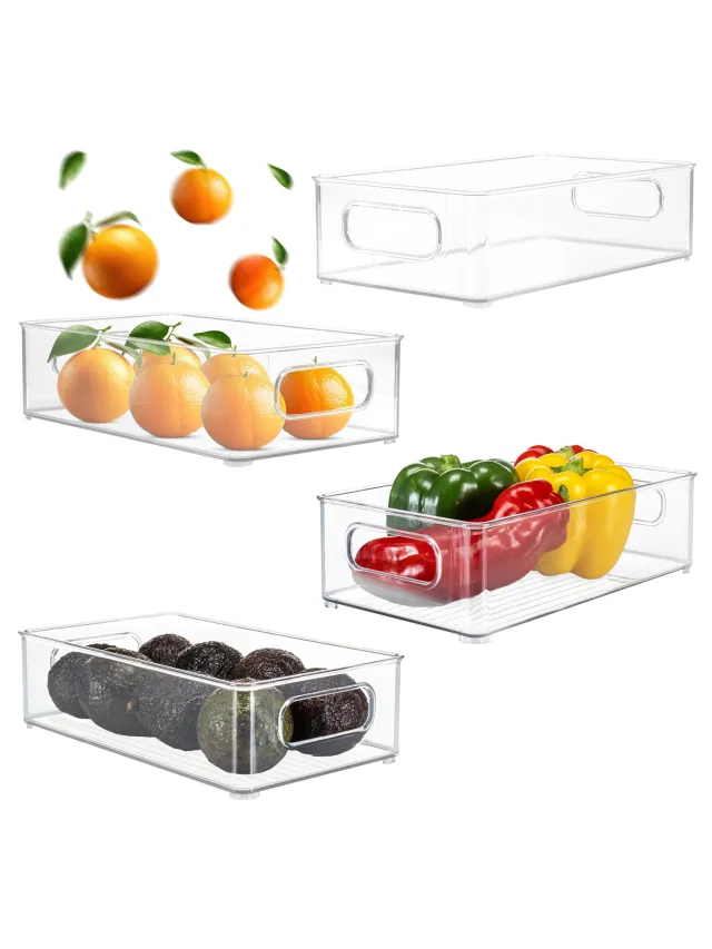 XIVADA Koelkast Organizer Tava - Transparant - PET - Set van 4