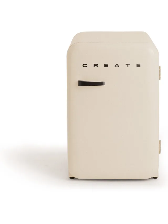 Create Koelkast in retrostijl - Gebroken wit - Handvat Zwart - FRIDGE RETRO 107L