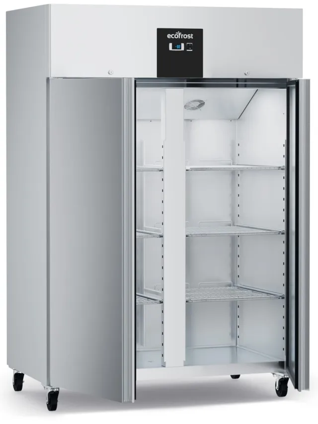 Ecofrost Koelkast - 1200L - RVS - +2°C/+8°C - Statisch + Ventilator - Wielen - 1340x810x2010mm - Horeca Koelkast Grijs