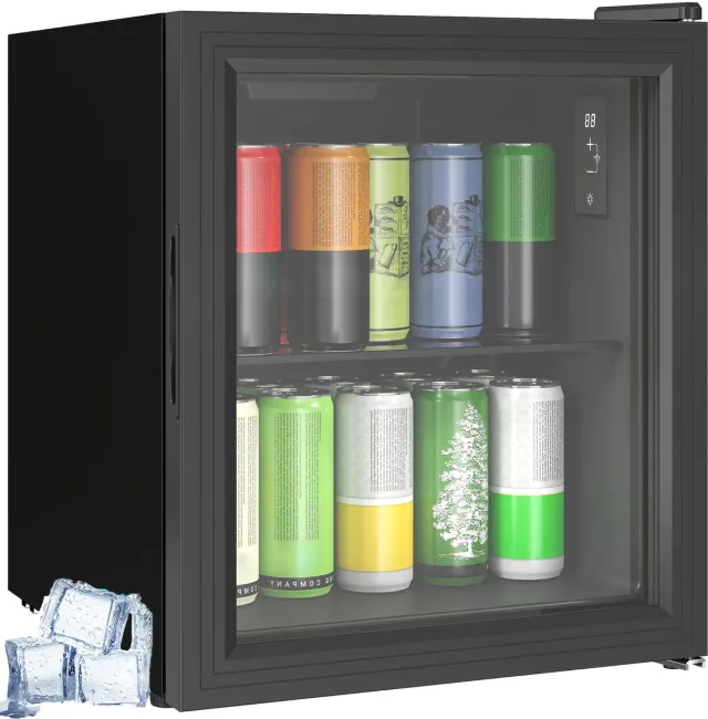 ECTEATOY Mini Koelkast met Glazen Deur - Drankenkoelkast 46L (59 Blikjes) - Vrijstaand - Touchscreen 0-20°C - LED Verlichting - Stil (39dB) - Zwart