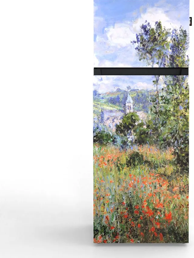 Nunki MEDIUM-AMONE / Dubbel-Deurs Koelkast, E Klasse, 206l, Claude Monet - Zicht op Vétheuil, Satin (ALL sides)