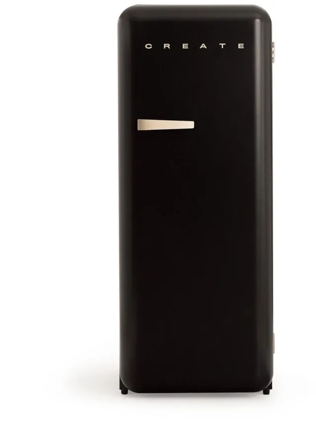 Create Koelkast in retrostijl - Zwart - Handvat Zand - FRIDGE RETRO 281L