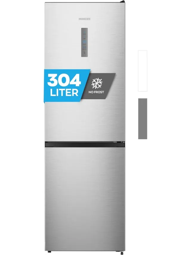 Heinrich's Heinrich´s HKS 3095 Koel- en vriescombinatie 304 liter - No Frost - XXL - koelvolume 207 l, vriesvak 97 l - stil 39 dB - energieklasse E - inox