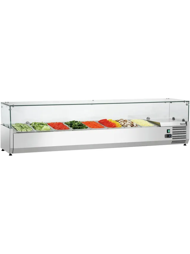 Bartscher Opzetkoelvitrine GL3-1801 - 8x 1/3 GN - RVS & Glas - 0°C/+10°C - 1800x390x459mm