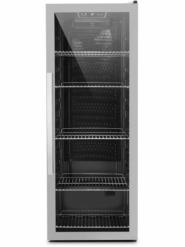 Klarstein Koelkast Beersafe 6XL 171 liter 5 plateaus glazen panoramadeur roestvrij staal - Drankenkoelkast - 171L - LED - RVS - Display Touch - Compact Koelkast Vrijstaande Koelkast Kleine Koelkast Fridge - Mini Fridge - Drankkoeler Zilver