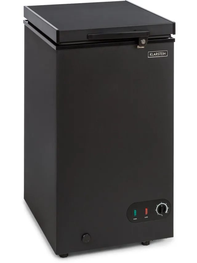Klarstein Diepvrieskist Smalle en Smalle , Vrijstaande Kleine Diepvrieskist, Diepvrieskist van 78 liter, Kleine Diepvrieskist met Hangmand, Energiezuinige Diepvrieskisten, Compacte Diepvrieskisten - Diepvriezer - 4-Sterren Zwart