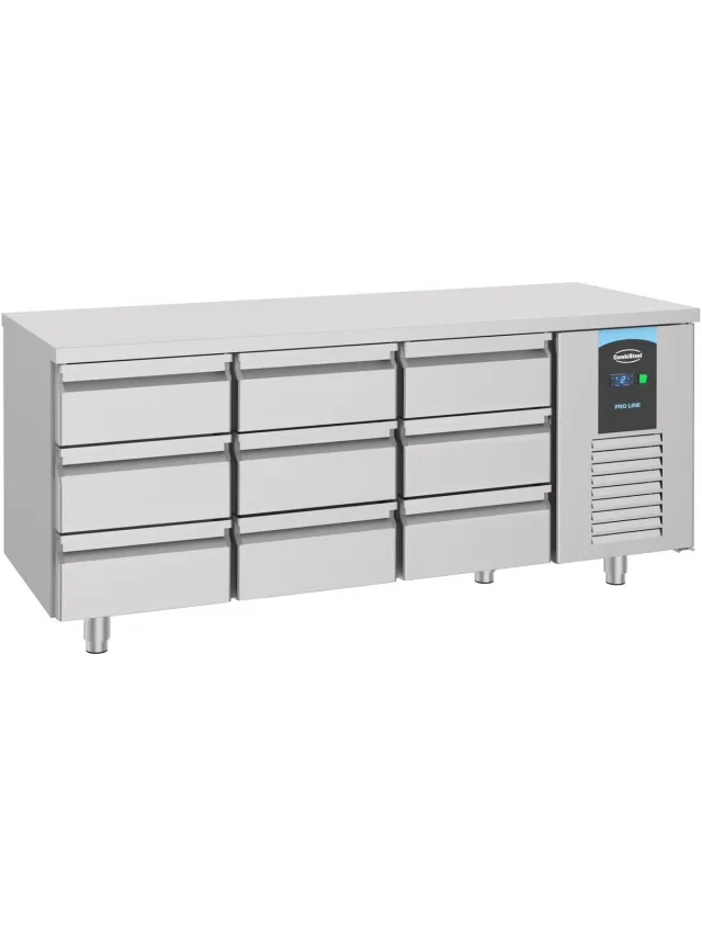 Combisteel Koelwerkbank - ENERGY LINE - Energiezuinig - 474L - 9 Laden 1/1 GN-2°C/+8°C - Geforceerd - 1865x700x850mm RVS