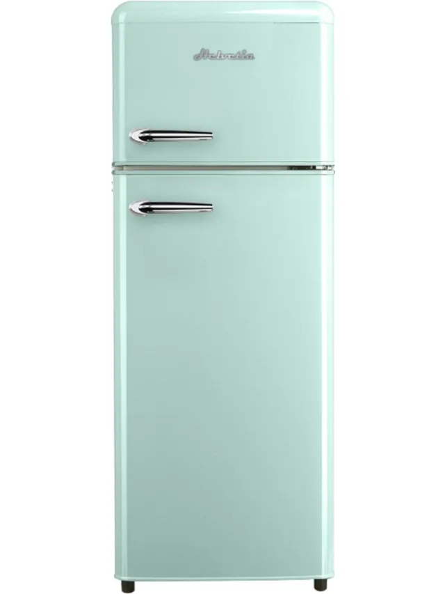 helvetia Retro Koelvriescombinatie HRDPER206EMG1 - Muntgroen - 144 cm Hoog - 4ster Vriezer - Vintage - 206 Liter