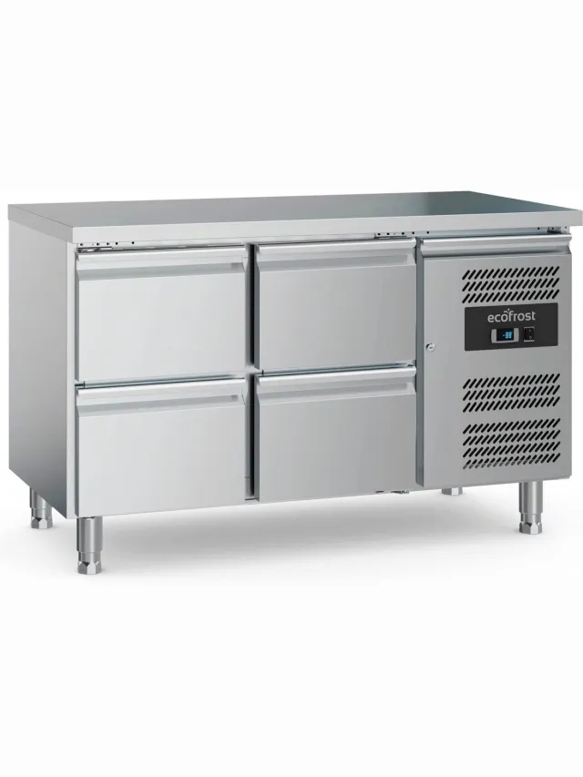 Ecofrost Koelwerkbank - 282L - 4 Laden - +2°C/+8°C - Geforceerd - 1360x700x850mm Grijs