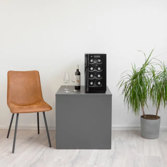 Wine Klima S8-GD - Wijnkoelkast - 8 flessen - enkele zone - ultra stil Zwart met glazen deur
